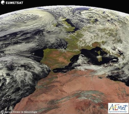 Imagen del Satélite Meteosat de la Península Ibérica.