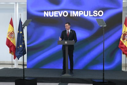 El presidente del Gobierno, Pedro Sánchez, durante la presentación del Plan de Recuperación, Transformación y Resiliencia de la Economía Española.