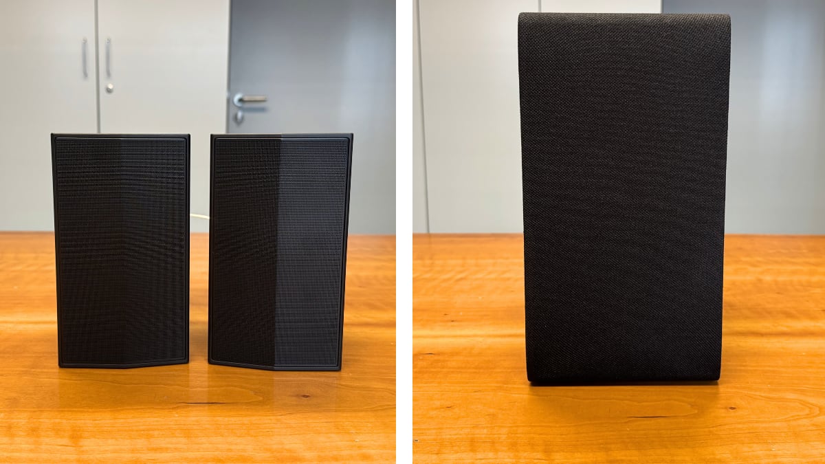 A la izq. altavoces traseros. A la dch. subwoofer LG S40TR.