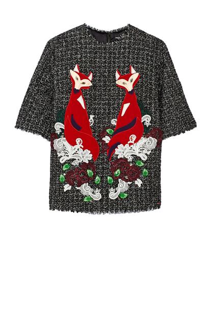 Top de tweed con estampado de zorros de Dolce & Gabbana (c.p.v.)