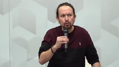 El vicepresidente segundo, Pablo Iglesias, el pasado domingo en un coloquio sobre vivienda.