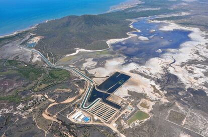 La terminal minera de Abbott Point vista desde el aire.