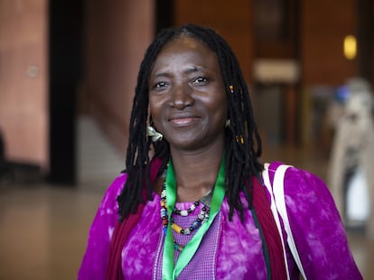 La dramaturga burkinesa Odile Sankara, en un retrato tomado durante la celebración de los Talleres del Pensamiento en Dakar, Senegal, el 27 de marzo de 2022.