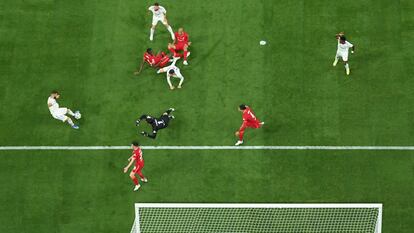 Gol anulado a Benzema por fuera de juego en la final de la Champions de 2022 ante el Liverpool.