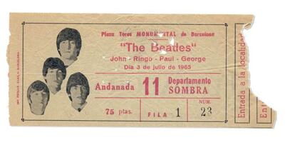 Entrada del concert de The Beatles a la pla&ccedil;a Monumental de Barcelona. 