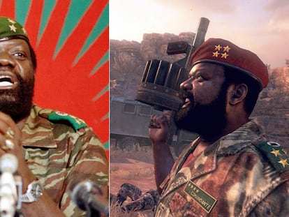 O rebelde angolano Jonas Savimbi e seu personagem no game.