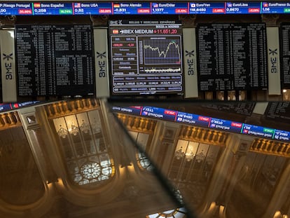 Interior de la sede de la Bolsa de Madrid.