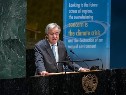 António Guterres, em seu discurso no 75º aniversário da ONU, nesta segunda-feira, em Nova York.