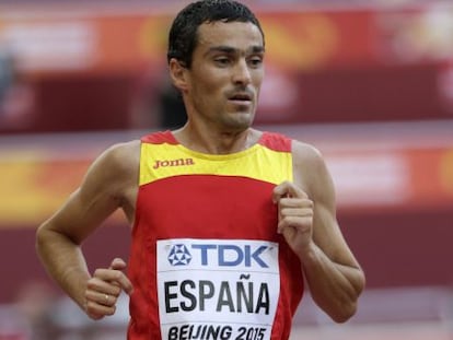 Jesús España, durante las series de 5.000m del Mundial de Pekín 2015.