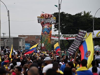 Una manifestación contra el Gobierno de Iván Duque, el pasado 13 de junio en Cali.