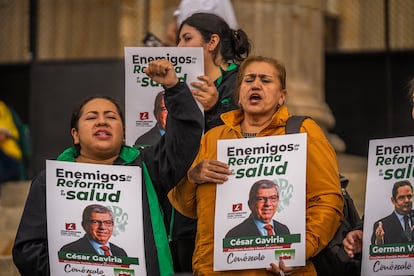Protesta a favor de la reforma a la salud en Bogotá, Colombia