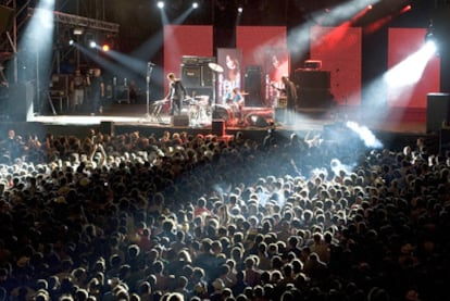 El grupo Battles, en un momento de su actuación en el Festival Primavera Sound.