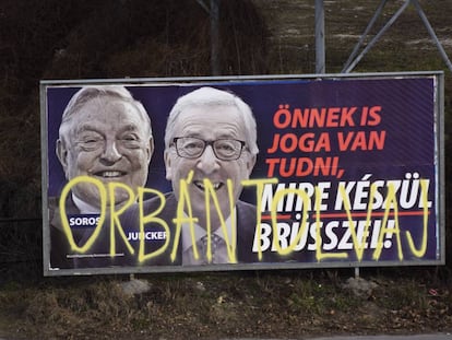 Cartel contra Juncker y Soros, el 26 de febrero en Budapest.