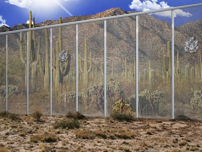 Simulaci&oacute;n de una de las propuestas de muro entre EE UU y M&eacute;xico presentadas por la constructora Fort Worth.