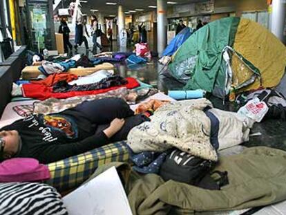 Acampada en la facultad de Geografía e Historia de la Universitat de València.