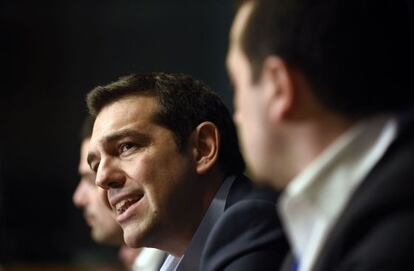 Alexis Tsipras durante coletiva de imprensa em Bruxelas.
