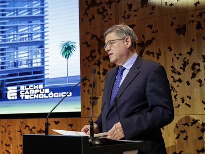 El president de la Generalitat, Ximo Puig, interviene en la presentación de la candidatura de Elche como sede de la Agencia Espacial Española.