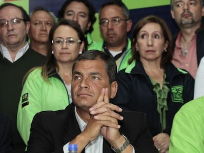 Rafael Correa en un encuentro en Quito, en febrero