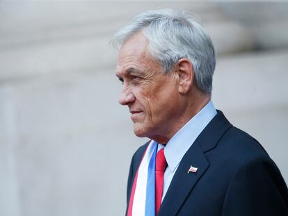 El presidente Sebastián Piñera, durante una comparecencia.