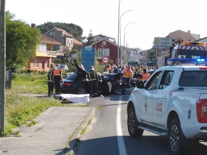 Fotografía facilitada por la Guardia Civil del accidente en Palmeira.