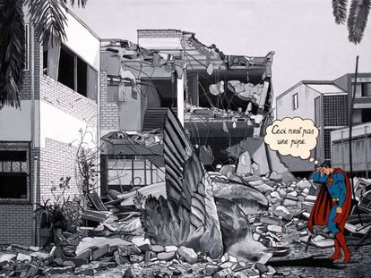 'Caídos del cielo 5', de Óscar Seco, acrílico sobre tela (2011), 114 x 146 centímetros, una de las obras que se exponen en TwinGallery.