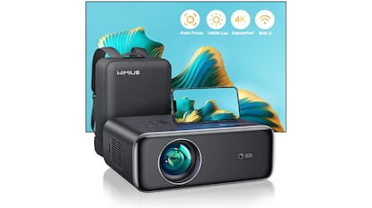 Proyector 4k con autofoco, WiFi, Bluetooth, 16000 Lúmenes, Full HD 1080P, función zoom t apto para Teléfono/TV Stick/PS5/HDMI/AV/USB