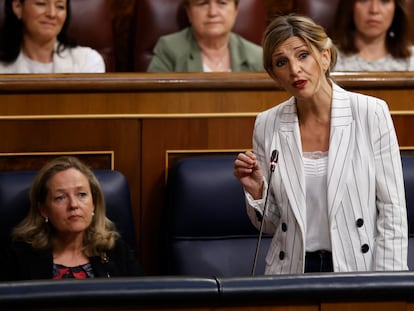 La ministra de Trabajo, Yolanda Díaz, intervenía el miércoles en la sesión de control al Gobierno celebrada en el Congreso.