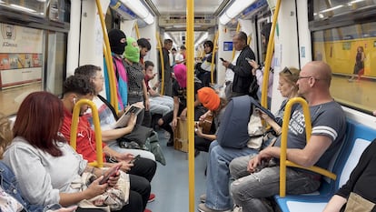 Imagen del metro de Madrid extraída del libro 'Lo quieras o no', del colectivo Democracia y Luis Navarro, donde se ensaya una 'psicogeografía' del subterráneo.