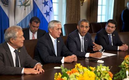 Os presidentes de El Salvador, Guatemala, EUA e Honduras.