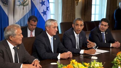 Os presidentes de El Salvador, Guatemala, EUA e Honduras.