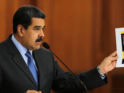 Maduro durante seu discurso pela televisão.