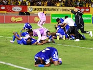 Los jugadores de Curazao celebran su histórica clasificación para el Mundial.