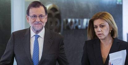 Mariano Rajoy y Mar&iacute;a Dolores de Cospedal, este martes.