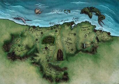 Mapa de mitología cántabra actualizado por Clara Dies para 'Alter Cantabria'.