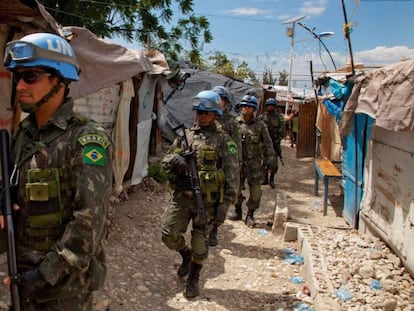 Soldados brasileiros integrantes da Minustah, no Haiti.