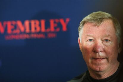 Ferguson en la rueda de prensa que se realizó com previa a la final de Wembley.