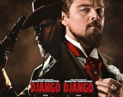 Cartel de &#039;Django Unchained&#039;, con Jamie Foxx (izquierda) y Leonardo DiCaprio. 