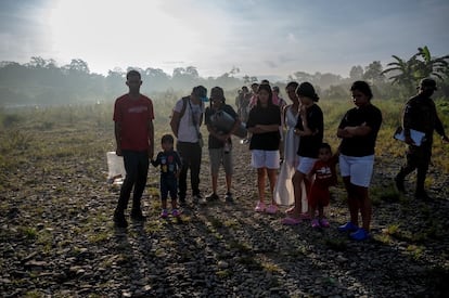 Migrantes en la ruta de la selva del Darién.