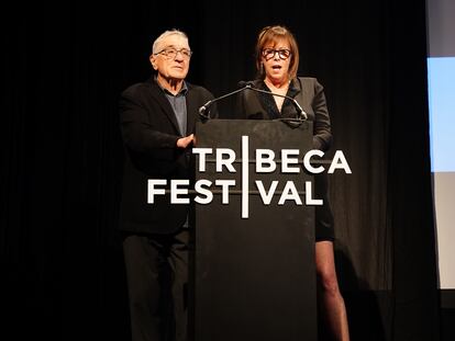 Robert de Niro and Jane Rosenthal before a screening in New York, on June 18, 2022.