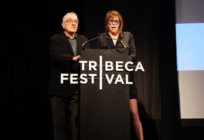 Robert de Niro and Jane Rosenthal before a screening in New York, on June 18, 2022.