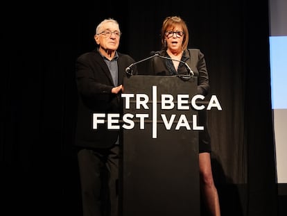Robert de Niro and Jane Rosenthal before a screening in New York, on June 18, 2022.