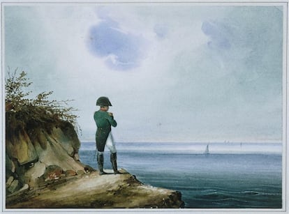 Napoleón en Santa-Helena en una pintura de la época.
