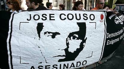 Protesta por el asesinato de José Couso ante la Embajada de EE UU en Madrid en 2019.