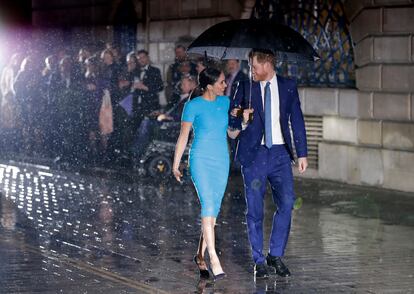 Enrique de Inglaterra y Meghan Markle, en los premios Endeavour, el 5 de marzo de 2020.