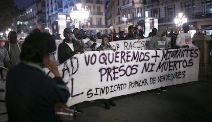 Los manifestantes marcharon por la Rambla