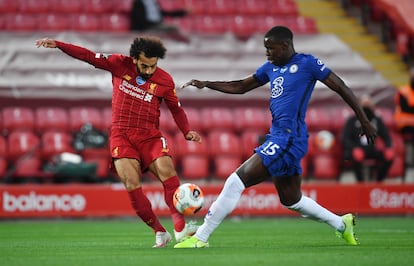 Mohamed Salah em ação pelo Liverpool contra o Chelsea, na Premier League.