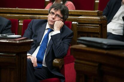 Carles Puigdemont, durante el debate y votacion de los presupuestos. 