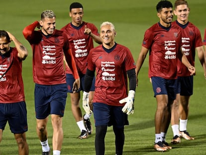 Keylor Navas en una sesión de entrenamiento en Doha, el pasado 21 de noviembre.