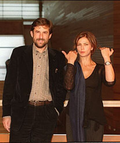 Nanni Moretti, junto a la actriz Laura Morante, en San Sebastián.