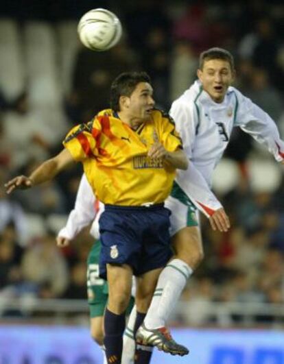 Juan Sánchez durante un partido entre la Seleccion Valenciana y Bulgaria